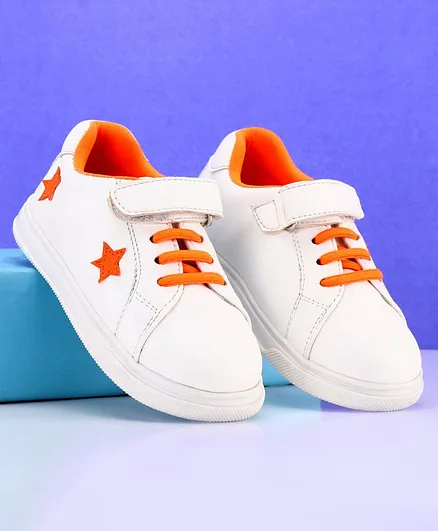 Babyoye Casual Shoes With Velcro Closure - White Orange
