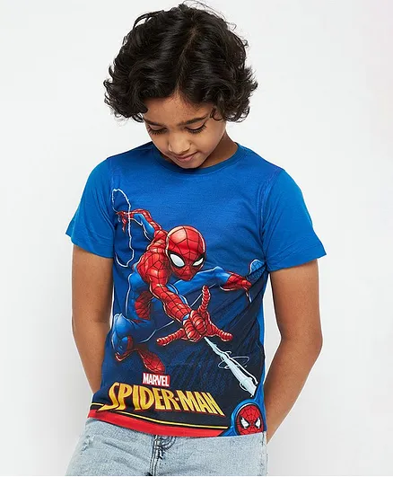 Buy Marvel By Wear Your Mind Half Sleeves Spider-Man Print Tee - Royal Blue  for Boys (5-6 Years) Online in India, Shop at  - 10428131