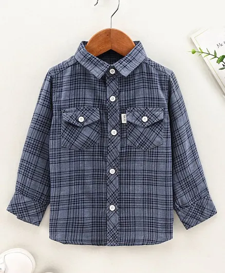 Babyhug Full Sleeves Checkered Shirt- Blue