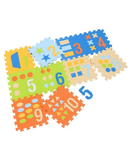 Sunta Numbers & Shapes Interlocking Puzzle Multicolor - 10 Pieces 