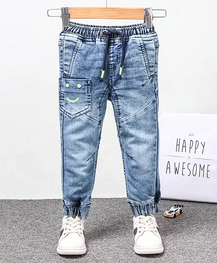 Babyhug Full Length Denim Washed Jeans - Blue