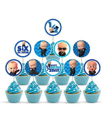 Zyozi Boss Baby Theme Half Month Birthday Cupcake Topper Blue Pack Of 10 Online In India Buy At Best Price From Firstcry Com