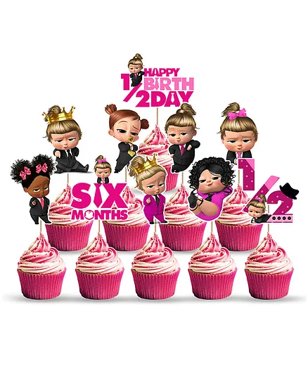 Zyozi Girl Theme Half Birthday Cupcake Toppers Pink Pack Of 10 Online In India Buy At Best Price From Firstcry Com