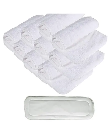 DOMENICO Wet Free Cloth Nappies Inserts Pack 10 - White 