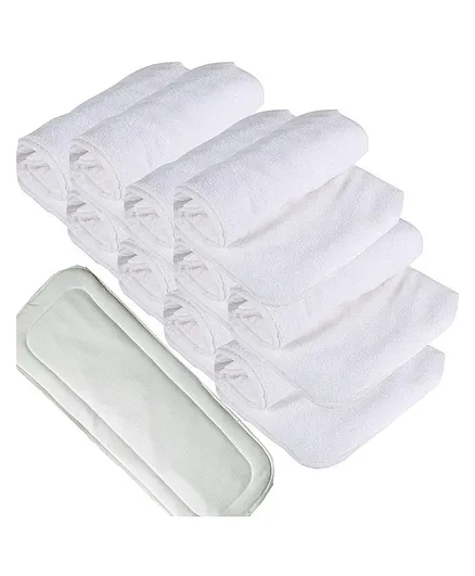 Domenico Reusable Diaper Cloth With Insert Pad Pack of 12 - White
