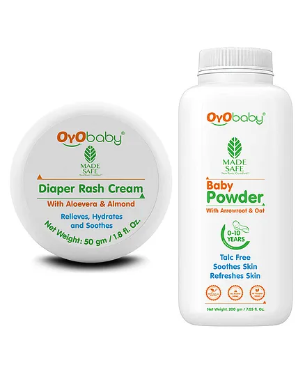 Oyo Baby Diaper Rash Cream and Dusting Powder Pack of 2 - 50 gm, 200 gm