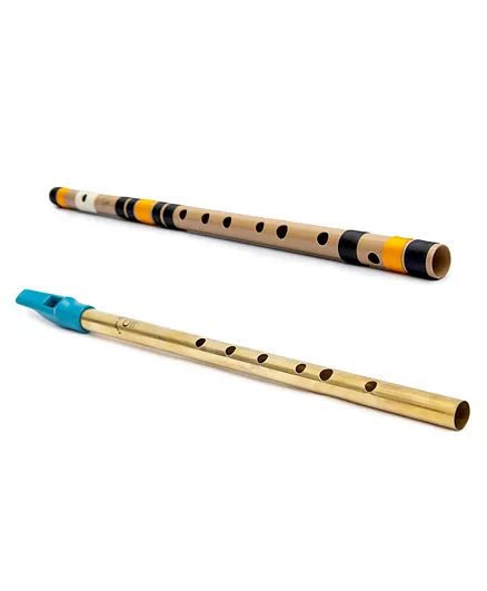 Radhe Flutes C Natural Bansuri Combo Pack of 2 - Beige