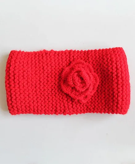 Woonie Handmade Flower Patch Ear Warmer - Red