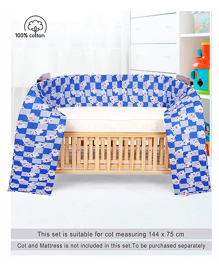 Baby Cot Bumper Wrap Around Bed Bumpers 100% Cotton Nursery Bedding Cirb Bumper for Head Guard Protection 4 Piece Set Grey 