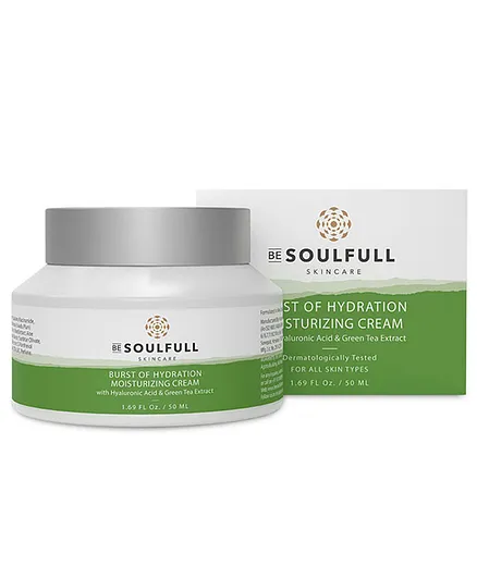 Be Soulfull Burst Of Hydration Moisturizing Cream With Hyaluronic Acid & Green Tea Extract - 50 gm