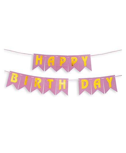 Pikaboo Happy Birthday Gold Foil Banner - Pink
