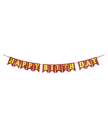 Pikaboo Happy Birthday Gold Foil Banner - Red