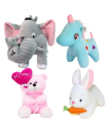 Deals India Super Soft Plush Soft Toys Pack of 4 Multicolour - Height 35 cm