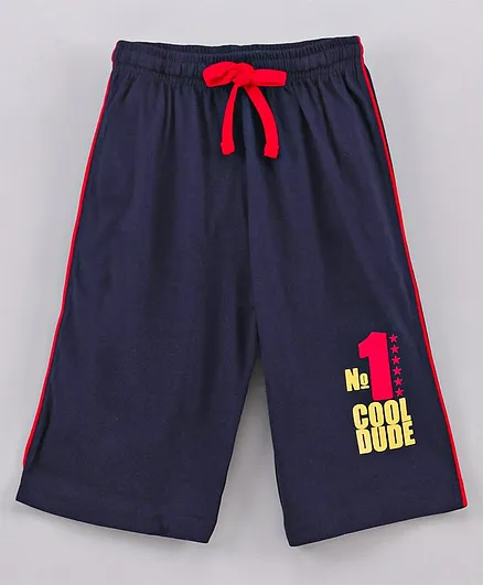 Taeko Capri with Draw Cord Text Print - Navy