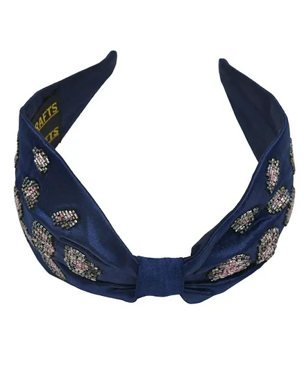 Funkrafts Beaded Embroidery Knotted Hair Band - Blue