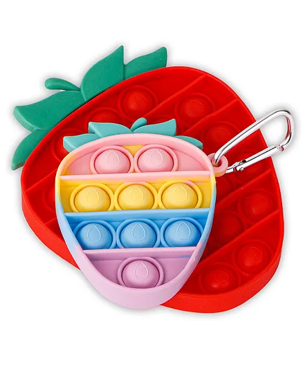 Fiddlerz Strawberry Shape Pop Bubble Sensory Stress Relieving Silicone Pop It Fidget Toy Pack of 2 - Multicolour