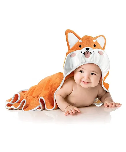 Dotmom Bamboo Hooded Towel Puppy Print - Orange
