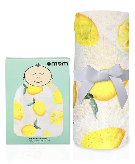 Dotmom Bamboo Swaddle Lemon Print - Yellow