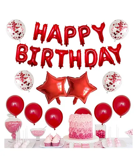 Balloon Junction Theme Birthday Party Decoration with Star Foil Red Theme - 40 Pieces