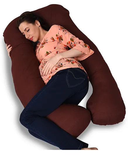 Mothersyard Full Body U Shape Maternity Pregnancy Pillow - Brown