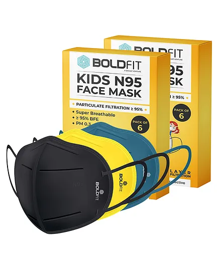 Boldfit N95 5 Layer Mask Multicolor Pack Of 2 - 6 Pieces Each 