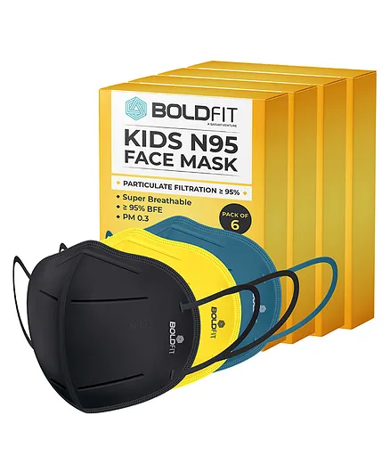 Boldfit N95 5 Layer Mask Multicolor Pack Of 4 - 6 Pieces Each 