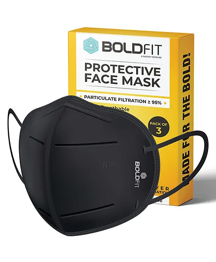 Boldfit N95 5 Layer Mask Black - Pack Of 3
