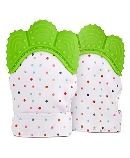 Koochie-Koo Printed Infant Silicon Teething Mittens - Green