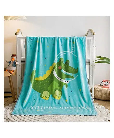 Koochie Koo Fleece All Season Blanket Crocodile Print - Blue