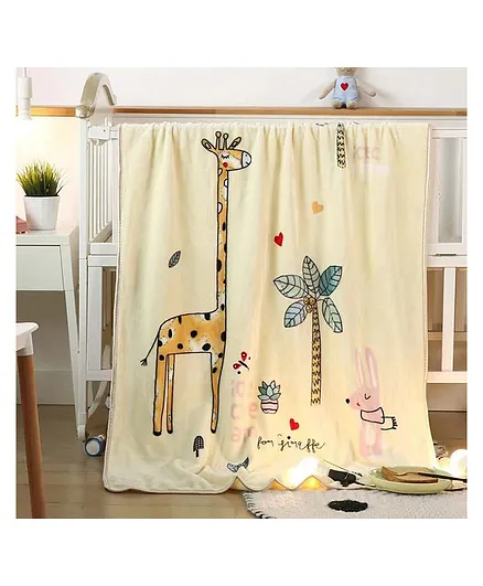 Koochie Koo Fleece All Season Blanket Giraffe Print - Yellow