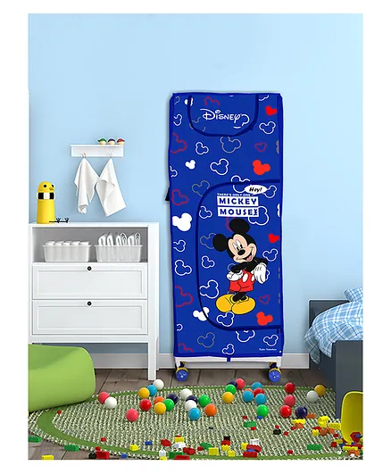 Fun Homes Foldable Almirah 5 Shelves Mickey Mouse Print - Blue