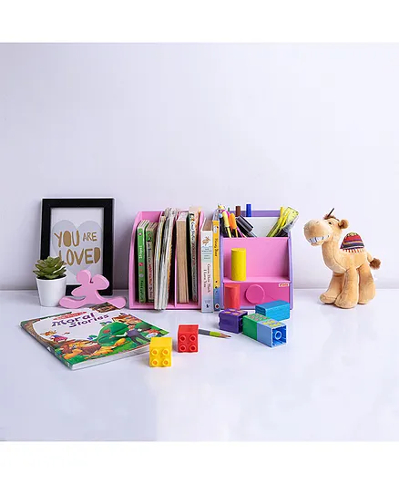 Kidoz Unicorn Theme Desk Set Bookend Organizer - Pink