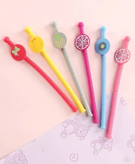 Fruit Shaped Silicone Straw Multicolour - Pack of 6