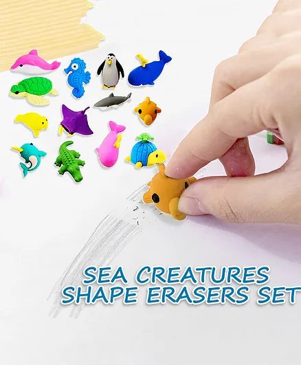 FunBlast Sea Creatures Shape Erasers Pack of 13 - Multicolour