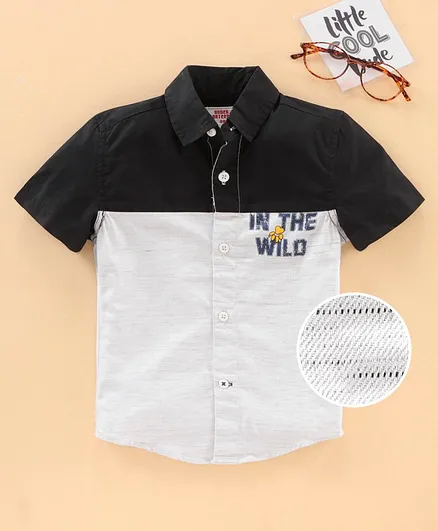 Under Fourteen Only Half Sleeves Lets Go In The Wild Printed Shirt - Black