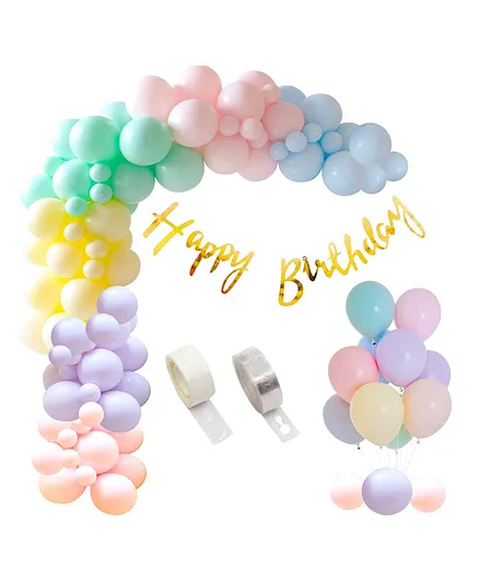 Party Propz Happy Birthday Balloons Set Rainbow theme Multicolour - Pack of 43