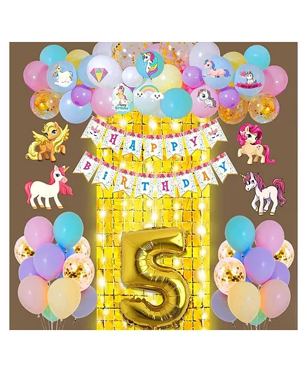 Party Propz 5th Birthday Decorations Kit Combo Multicolor - Pack Of 63