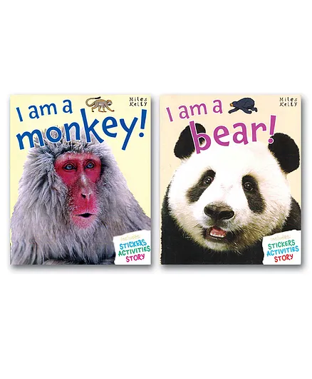 Encyclopedia Books for Kids Books I am a Bear  & I am a Monkey Pack of 2 - English