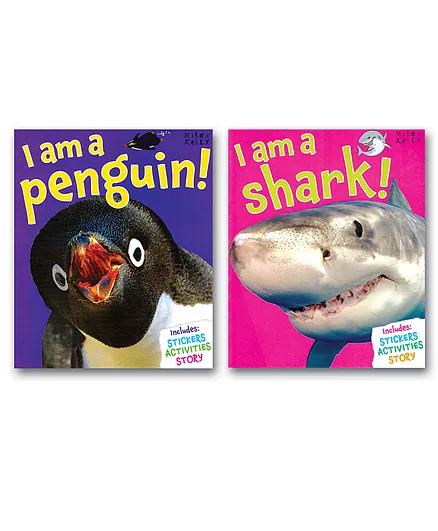 Encyclopedia Books for Kids I am a Penguin & I am a Shark Pack of 2 Books- English