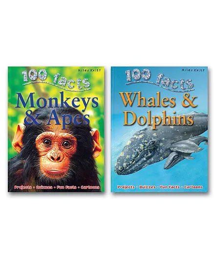 100 Facts Monkeys And Apes 100 Facts Whales And Dolphins Encyclopedia Books Pack of 2 - English