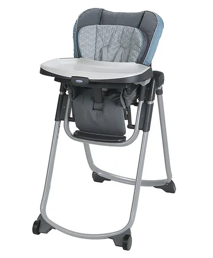 Graco Slim Spaces Highchair with Adjustable Height - Grey Blue