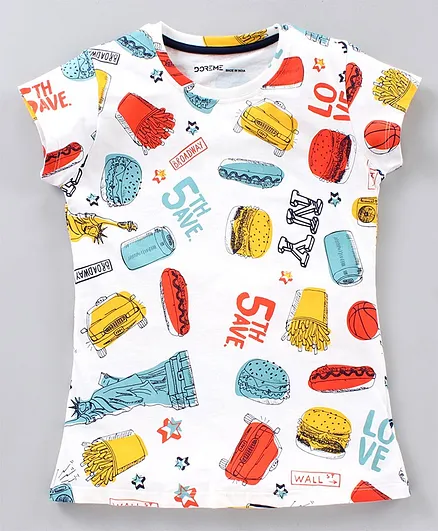 Doreme Half Sleeves T-Shirt Broadway Print - Multicolour