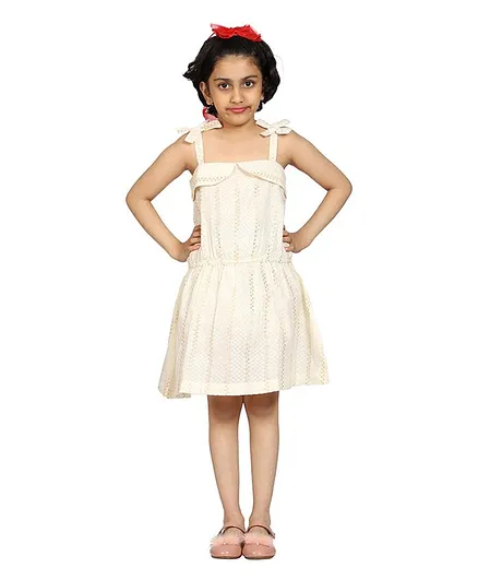 Kiddopanti Sleeveless Striped Dress - Off White