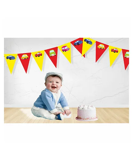 Untumble Car Triangle Bunting Birthday Banner - Multicolor