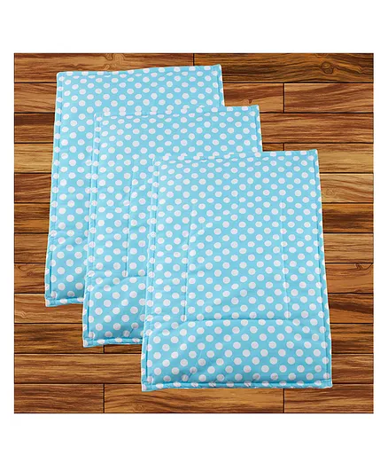 Mittenbooty Diaper Changing Mat Set of 3 with Removable Waterproof Sheet Polka Dots Print- Blue