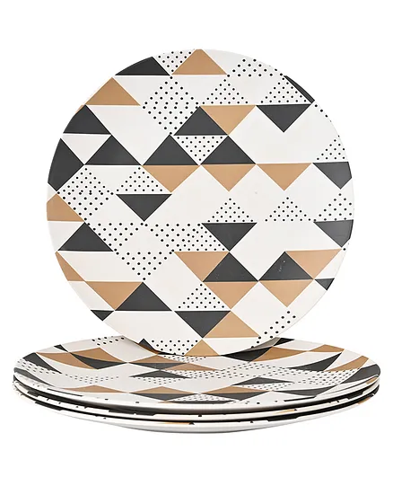 Earthism Eco Friendly Triad Theme Bamboo Fibre Dinner Plates Pack of 4 - White Black