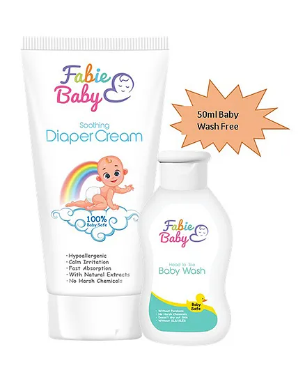 Fabie Baby Diaper Cream 100 ml And Head To Toe Baby Wash - 50 ml