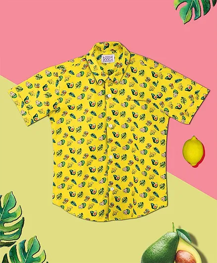 KOOCHI POOCHI Half Sleeves Avocado Print Shirt - Yellow