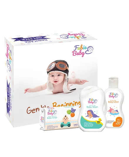 Fabie Baby Wash Lotion And Soap Combo Pack of 3 - 250 ml 250 ml 125 gm