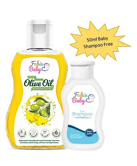 Fabie Baby Olive Oil (200 ml) With  Baby Shampoo -  50 ml